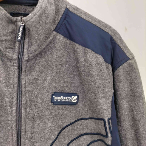 エコーアンリミテッド ECKO UNLTD 90s ロゴパッチ 切替 随意アップフリースジャケット 裾ドローコード メンズ import:XL