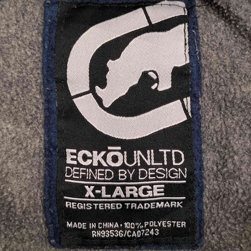 エコーアンリミテッド ECKO UNLTD 90s ロゴパッチ 切替 随意アップフリースジャケット 裾ドローコード メンズ import:XL