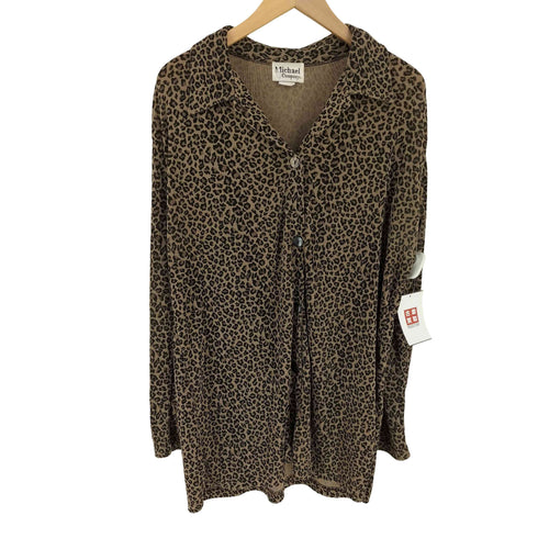 Michel&Company 90S USA製 レオパード ニットシャツ レディース import:L