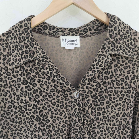 Michel&Company 90S USA製 レオパード ニットシャツ レディース import:L