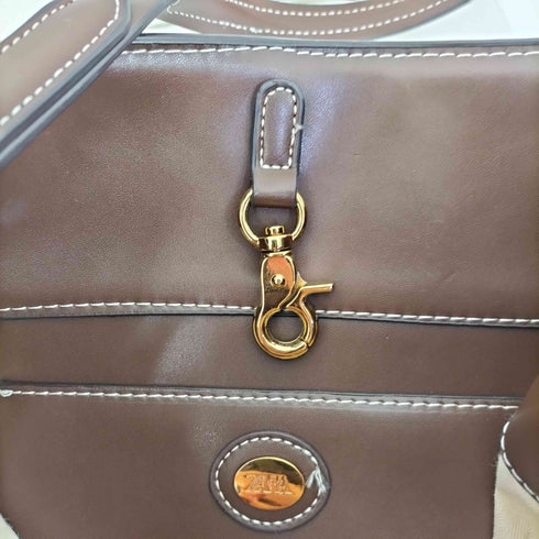 ザラ ZARA キャンバス レザー コンビ 2way バケットトート バッグ レディース