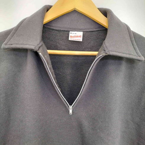ヘルスニット Healthknit COLLARED HALF ZIP CLASSIC SWEAT FADE BLACK メンズ import:M