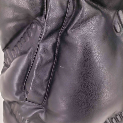 ザラ ZARA エンボス フェイクレザー フード付き 中綿ベスト メンズ L-XL