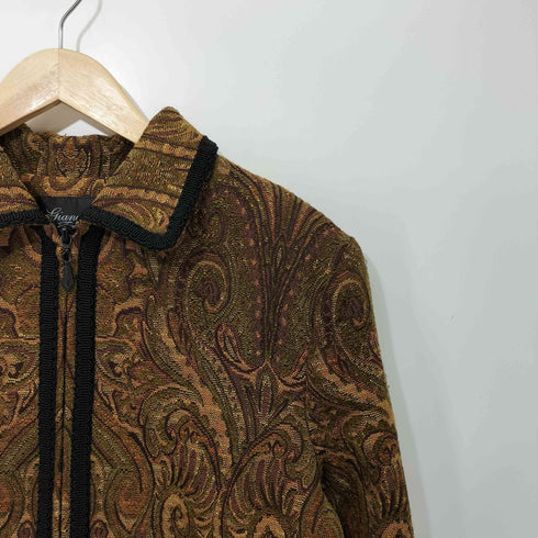 giancarlo ferrari 90s ゴブラン織 ペイズリー柄 ジップアップジャケット レディース 14