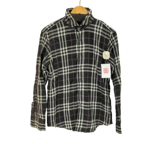 バーバリーブラックレーベル BURBERRY BLACK LABEL ホースロゴ刺繍 L/Sチェックシャツ メンズ JPN:2