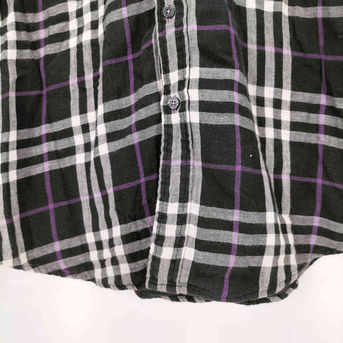 バーバリーブラックレーベル BURBERRY BLACK LABEL ホースロゴ刺繍 L/Sチェックシャツ メンズ JPN:2