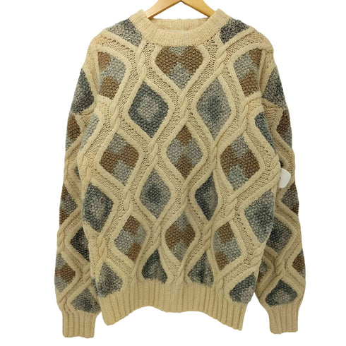 プリングルオブスコットランド Pringle of Scotland 80s アーガイル柄 マルチカラー 立体編み ウール ケーブルニット メンズ import:M