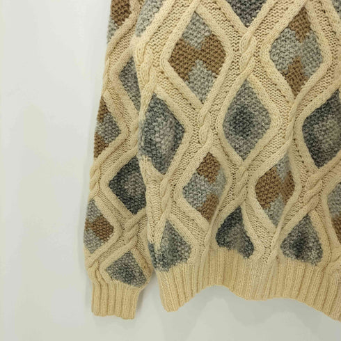 プリングルオブスコットランド Pringle of Scotland 80s アーガイル柄 マルチカラー 立体編み ウール ケーブルニット メンズ import:M