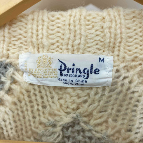 プリングルオブスコットランド Pringle of Scotland 80s アーガイル柄 マルチカラー 立体編み ウール ケーブルニット メンズ import:M