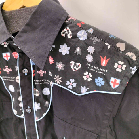 バーバリーブラックレーベル BURBERRY BLACK LABEL 総柄S/Sウエスタンシャツ メンズ JPN:2