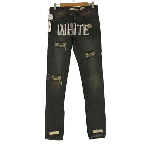 オフホワイト OFF-WHITE 初期モデル ダメージ加工 スキニーデニムパンツ メンズ 28