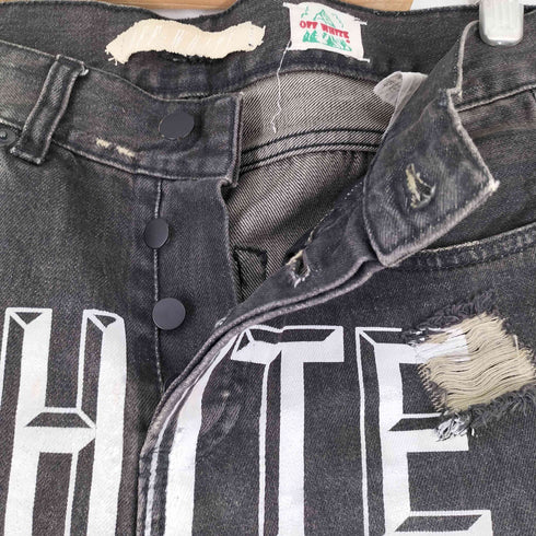オフホワイト OFF-WHITE 初期モデル ダメージ加工 スキニーデニムパンツ メンズ 28