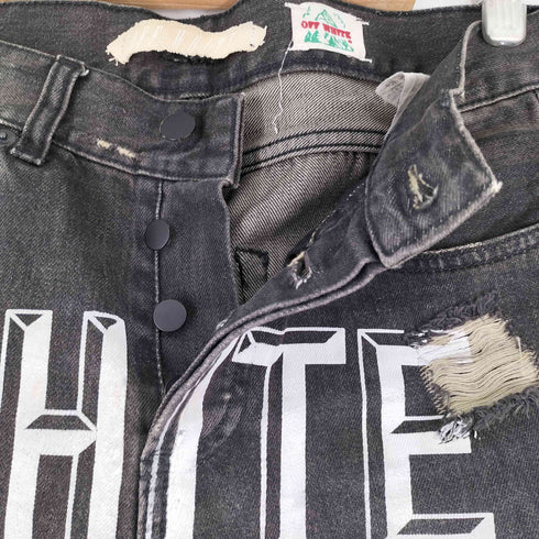 オフホワイト OFF-WHITE 初期モデル ダメージ加工 スキニーデニムパンツ メンズ 28