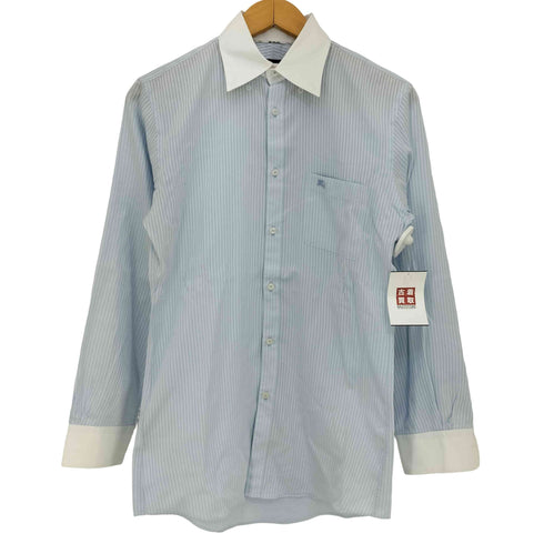 バーバリーブラックレーベル BURBERRY BLACK LABEL シャドーストライプ ワンポイントロゴ刺繍 ボタンダウンシャツ メンズ US:38