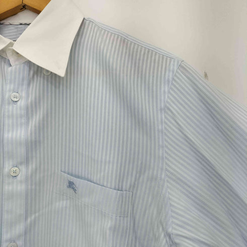 バーバリーブラックレーベル BURBERRY BLACK LABEL シャドーストライプ ワンポイントロゴ刺繍 ボタンダウンシャツ メンズ US:38