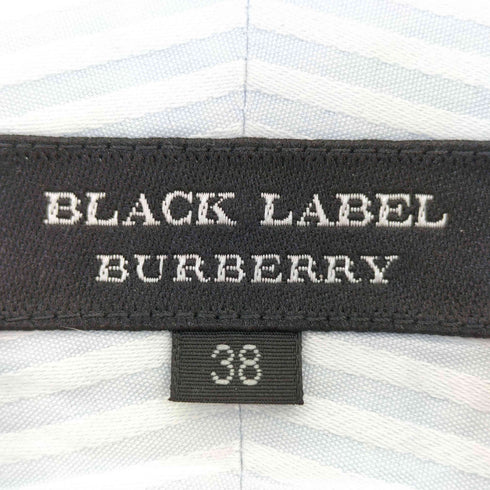 バーバリーブラックレーベル BURBERRY BLACK LABEL シャドーストライプ ワンポイントロゴ刺繍 ボタンダウンシャツ メンズ US:38