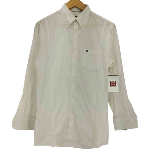 バーバリーブラックレーベル BURBERRY BLACK LABEL シャドーストライプ 袖裏ノバチェック ワンポイントロゴ刺繍 ボタンダウンシャツ メンズ 39