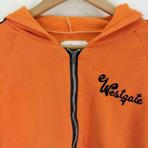 Loumar sportswear社製 LIGHTNINGジップ Westgate刺繍 ラグランスリーブ 裏起毛 短丈 ジップアップ クロップド パーカー レディース