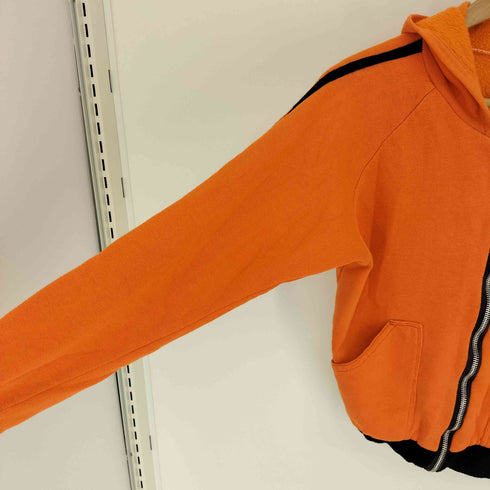 Loumar sportswear社製 LIGHTNINGジップ Westgate刺繍 ラグランスリーブ 裏起毛 短丈 ジップアップ クロップド パーカー レディース