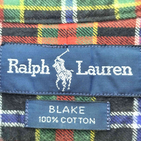 ラルフローレン RALPH LAUREN 90s BLAKE チェック ポニー刺繍 ボタンダウンシャツ メンズ import:XL