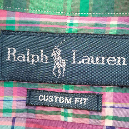 ラルフローレン RALPH LAUREN 90s CUSTOM FIT チェック ポニー刺繍 コットン ボタンダウンシャツ メンズ import:XL