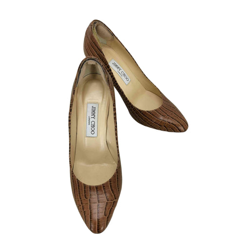ジミーチュウ JIMMY CHOO イタリア製 クロコ型押し ヒールパンプス レディース 38 1/2