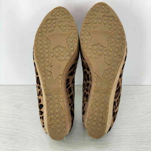 ジミーチュウ JIMMY CHOO スペイン製 ハラコ レオパード ウェッジソールパンプス レディース JPN:37