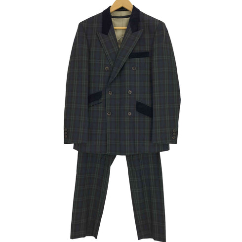 darrowdale 英国製 ダブルブレスト ピークドラペル テーラードジャケット 3ピース セットアップ タータンチェック メンズ 20/07/08