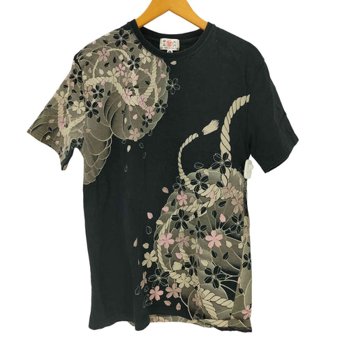 和柄 桜 雷神 クルーネックTシャツ メンズ JPN:L