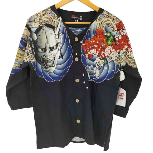 バットウムスメ DIVINE RETRIBUTION 抜刀娘 和柄 般若 ダボシャツ メンズ JPN:L
