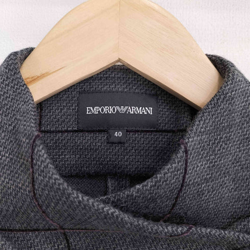 エンポリオアルマーニ EMPORIO ARMANI 羊毛混 チェック柄ノーカラー ジャケット レディース EUR:40