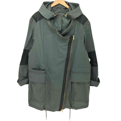 トミーヒルフィガー TOMMY HILFIGER レイヤード レザー切替 変形 フーデッドコート モッズコート レディース import:S