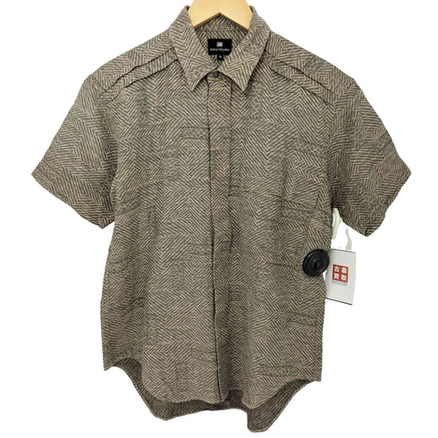 アイムイッセイミヤケ im ISSEY MIYAKE 90s コットンリネン 織柄 レギュラーカラーシャツ 半袖 メンズ JPN:S