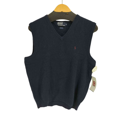 ポロバイラルフローレン Polo by RALPH LAUREN 90S ウール100 ポニー刺繍 ニットベスト レディース import:L