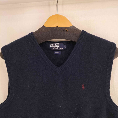 ポロバイラルフローレン Polo by RALPH LAUREN 90S ウール100 ポニー刺繍 ニットベスト レディース import:L