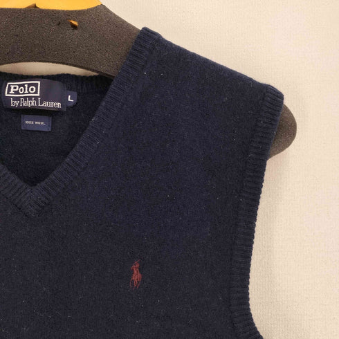 ポロバイラルフローレン Polo by RALPH LAUREN 90S ウール100 ポニー刺繍 ニットベスト レディース import:L