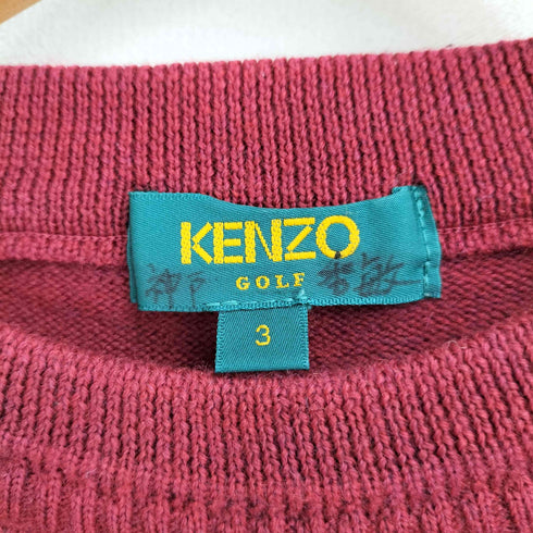 ケンゾーゴルフ KENZO GOLF 80-90s ウール100 ロゴ刺繍 ステッチデザイン ニット メンズ JPN:3
