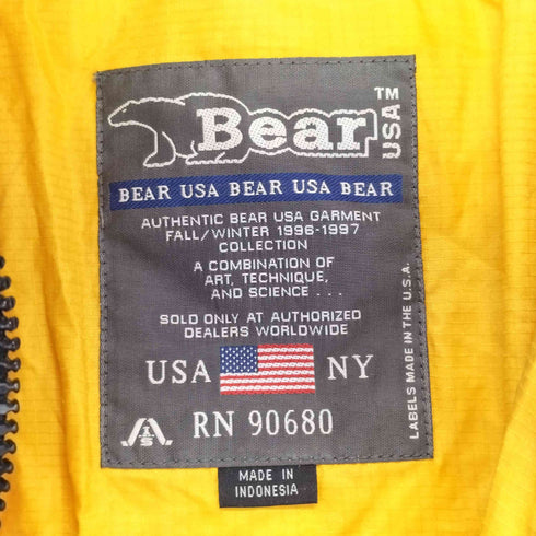 ベアーユーエスエー BEAR USA ロゴ刺繍ダウンジャケット メンズ JPN:S