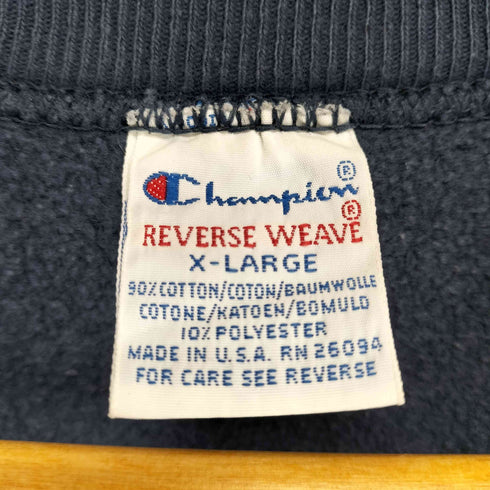 チャンピオン Champion 90s MADE IN USA 刺繍タグ 三段プリント REVERSE WEAVE PINE FOREST Camp CHEERLEADING メンズ XL
