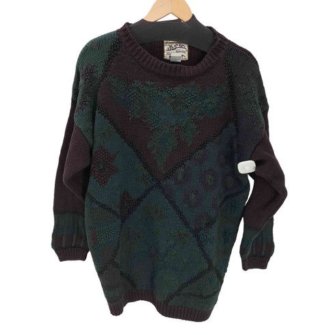 90S Heirloom Collectibles Knitted by hand 総柄 リネン コットン ニット セーター メンズ import:M