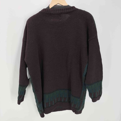 90S Heirloom Collectibles Knitted by hand 総柄 リネン コットン ニット セーター メンズ import:M