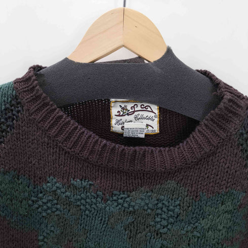 90S Heirloom Collectibles Knitted by hand 総柄 リネン コットン ニット セーター メンズ import:M