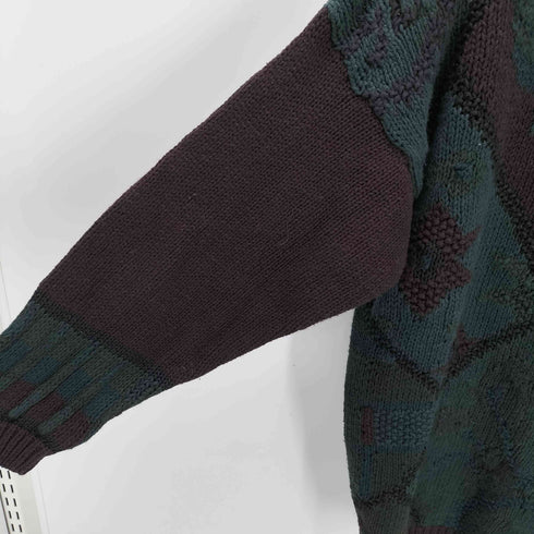 90S Heirloom Collectibles Knitted by hand 総柄 リネン コットン ニット セーター メンズ import:M