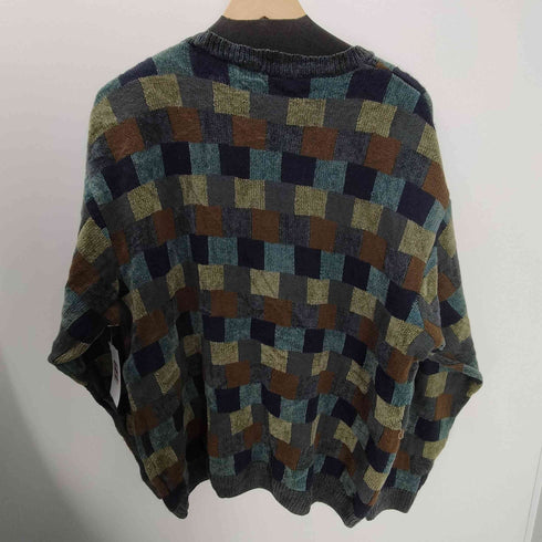 ナイツブリッジ KNIGHTSBRIDGE ブロック 総柄 アクリル レーヨン ニット セーター メンズ import:L