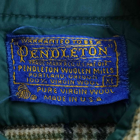 ペンドルトン PENDLETON 70S USA製 ウールチェック レギュラーカラーシャツ メンズ import:XL