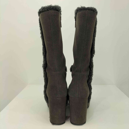 MARIAN Y2K スペイン製 サイドジップ ボア スエード ロング ヒールブーツ レディース JPN:37