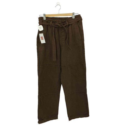 ザラ ZARA ベルト付き ダブルニー コットン&ヘンプパンツ メンズ M