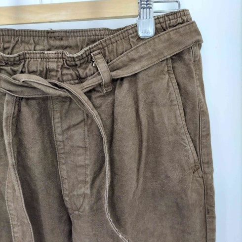 ザラ ZARA ベルト付き ダブルニー コットン&ヘンプパンツ メンズ M