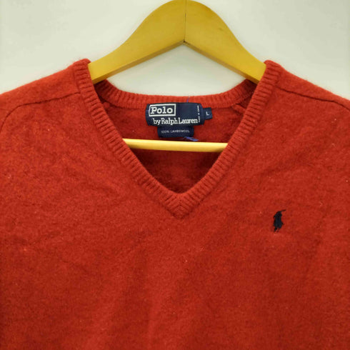ポロバイラルフローレン Polo by RALPH LAUREN ポニー 刺繍 LAMBSWOOL ラムウール Vネック ニット セーター レディース import:L