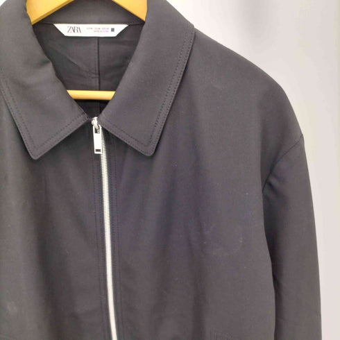 ザラ ZARA ノーカラー フェイク スウェード スエード ジャケット メンズ M